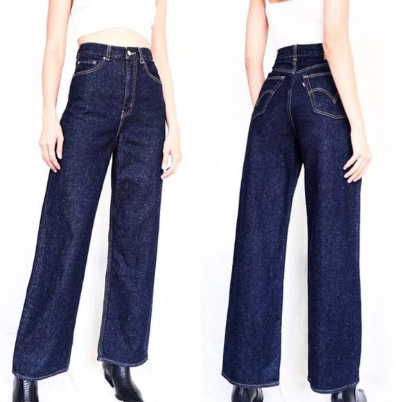 Levi's High Loose Ample Haut Jeans in Dark Blue Denim Wash - Picture 13 of 13